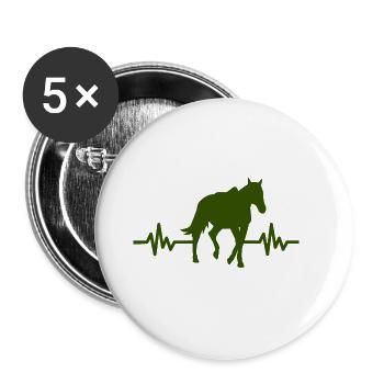 Herzschlag - Pferd Hengst Stute Ross Reitsport - Buttons groß 56 mm (5er Pack) - Weiß - Vorne