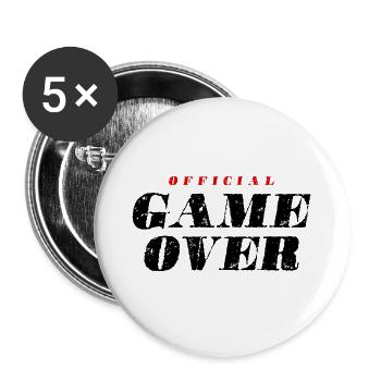 Game Over Spruch - Buttons groß 56 mm (5er Pack) - Weiß - Vorne