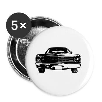 Muscle Car Silhouette - Buttons groß 56 mm (5er Pack) - Weiß - Vorne