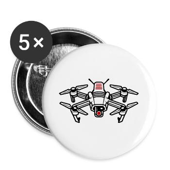 Drone Icon Silhouette - Buttons groß 56 mm (5er Pack) - Weiß - Vorne