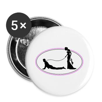 Hochzeit Brautpaar Leine - Buttons groß 56 mm (5er Pack) - Weiß - Vorne