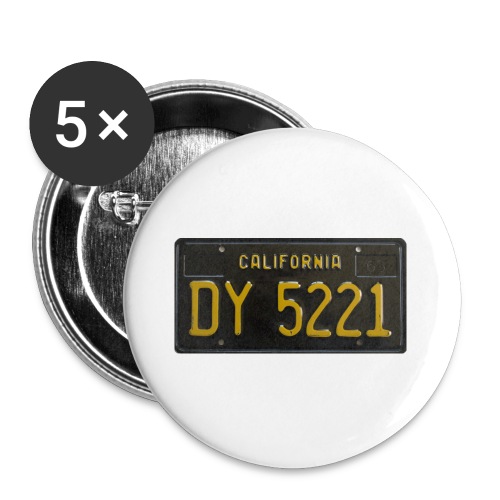 CALIFORNIA BLACK LICENCE PLATE - Buttons large 2.2''/56 mm (5-pack)