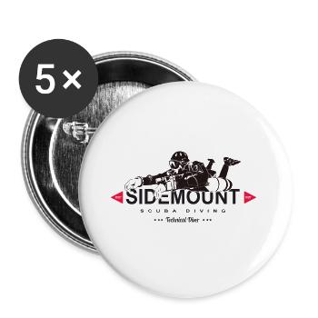 Sidemount Diver Tauchen Geschenk Tec Diving Höhle - Buttons groß 56 mm (5er Pack) - Weiß - Vorne