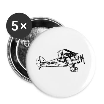 Aircraft Biplane - Buttons large 2.2''/56 mm (5-pack) - white - Front