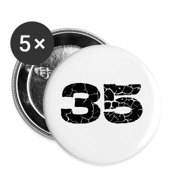 35 Zahl Trikot - Buttons groß 56 mm (5er Pack) - Weiß - Vorne