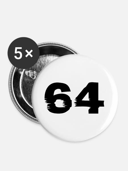 64 Zahl - Buttons groß 56 mm (5er Pack) - Weiß