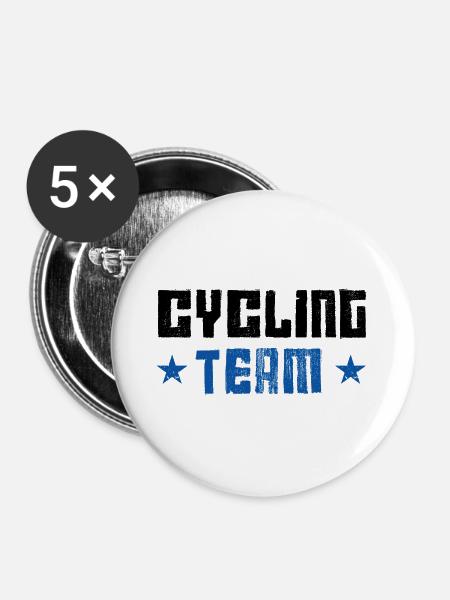 Cycling Team - Buttons groß 56 mm (5er Pack) - Weiß