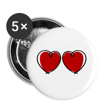 Hearts Love Symbol - Buttons large 2.2''/56 mm (5-pack) - white - Front