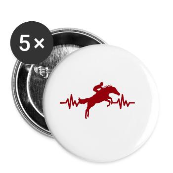 Herzschlag - Pferd Hengst Stute Ross Reitsport - Buttons groß 56 mm (5er Pack) - Weiß - Vorne