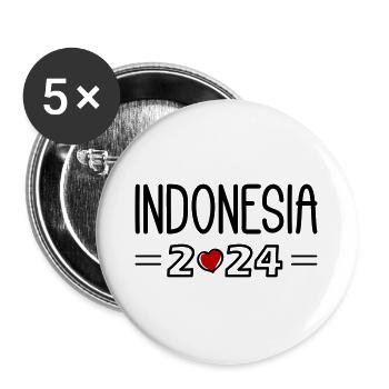Indonesia 2024 Heart - Buttons large 2.2''/56 mm (5-pack) - white - Front
