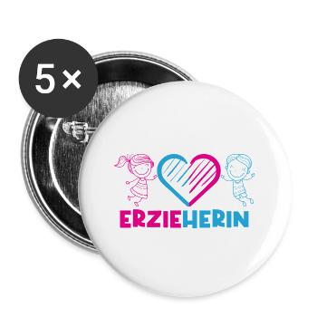 Kindergarten Kindergarten Profession Kindergarten Teacher - Buttons large 2.2''/56 mm (5-pack) - white - Front