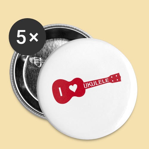 I love UKULELE - Buttons groß 56 mm (5er Pack)