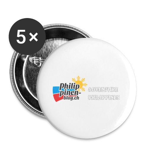 Philippinen-Blog Logo english schwarz/weiss - Buttons groß 56 mm (5er Pack)