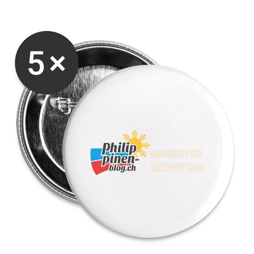 Philippinen-Blog Logo english orange/weiss - Buttons groß 56 mm (5er Pack)