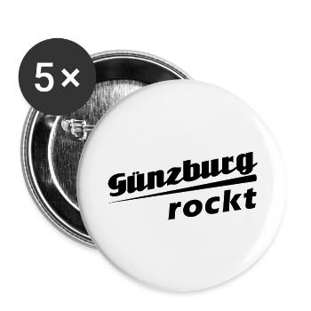 Günzburg rockt - Textdesign mit Stadtnamen - Buttons groß 56 mm (5er Pack) - Weiß - Vorne