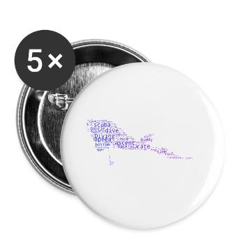 Diver Women Scuba Diver Men Diving - Buttons large 2.2''/56 mm (5-pack) - white - Front