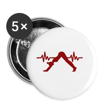 Heartbeat Gymnastique - Méditation Gymnastique Yoga - Lot de 5 grands badges (56 mm) - blanc - Devant