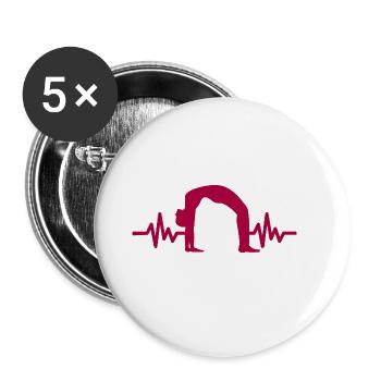 Heartbeat Gymnastics - Meditation Gymnastics Yoga - Buttons large 2.2''/56 mm (5-pack) - white - Front