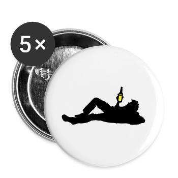 Drinking Beer Silhouette - Buttons large 2.2''/56 mm (5-pack) - white - Front