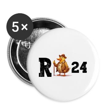 Rente 2024 Ente Rentner Rentnerin Ruhestand Lustig - Buttons groß 56 mm (5er Pack) - Weiß - Vorne