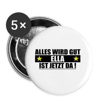Ella Name Vorname Geburtstag - Buttons groß 56 mm (5er Pack) - Weiß - Vorne