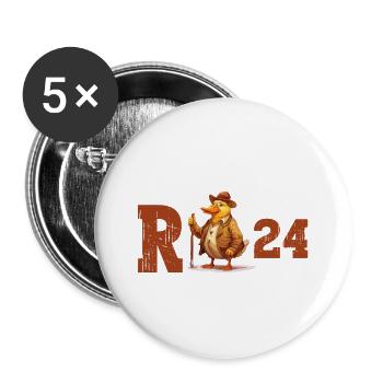 Rente 2024 Ente Rentner Rentnerin Ruhestand Lustig - Buttons groß 56 mm (5er Pack) - Weiß - Vorne