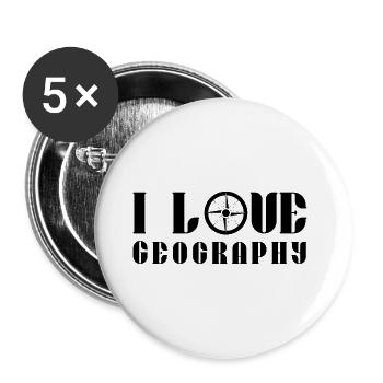 I Love Geography GeographEr Geography - Buttons large 2.2''/56 mm (5-pack) - white - Front
