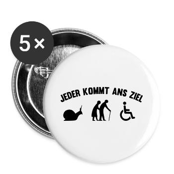Jeder kommt ans Ziel - Buttons groß 56 mm (5er Pack) - Weiß - Vorne
