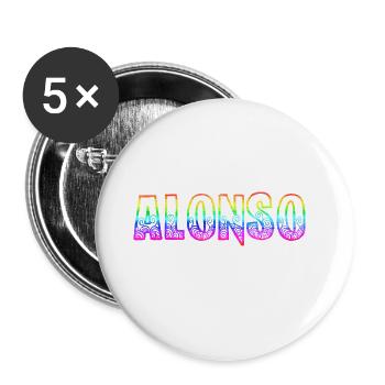 Alonso RS Arc-en-ciel - Lot de 5 grands badges (56 mm) - blanc - Devant