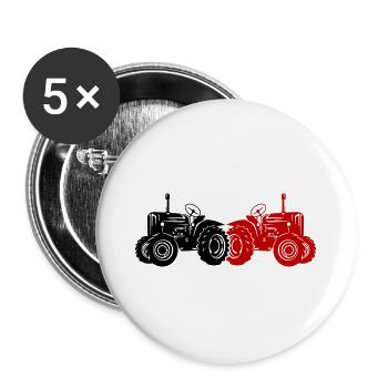 Traktor Bauer Farmer Symbol - Buttons groß 56 mm (5er Pack) - Weiß - Vorne