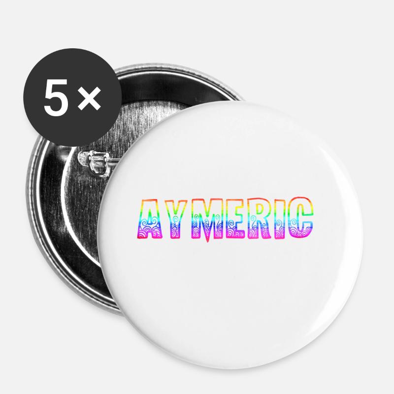 aymeric rs regenbogen - Buttons groß 56 mm (5er Pack) - Weiß