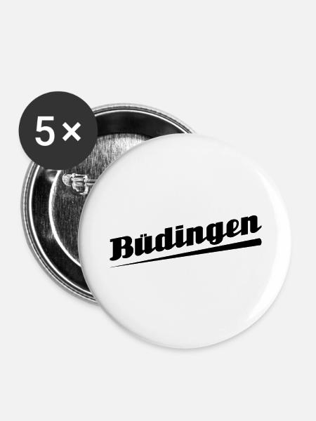 Büdingen - Textdesign mit Stadtnamen - Buttons groß 56 mm (5er Pack) - Weiß
