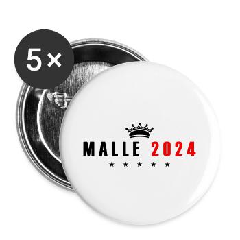 Malle 2024 Krone - Buttons groß 56 mm (5er Pack) - Weiß - Vorne