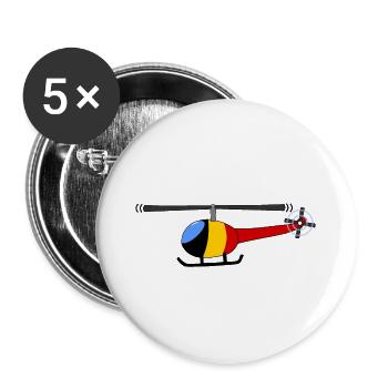 Helicopter Belgium Flag Children - Buttons large 2.2''/56 mm (5-pack) - white - Front