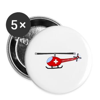 Helicopter Switzerland Flag Children - Buttons large 2.2''/56 mm (5-pack) - white - Front