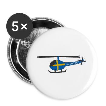 Helicopter Sweden Flag Children - Buttons large 2.2''/56 mm (5-pack) - white - Front