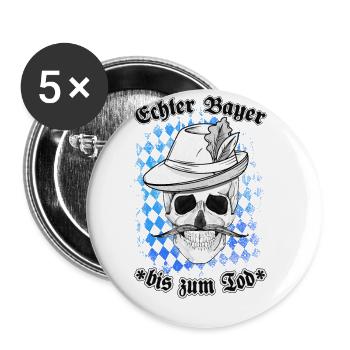Echter Bayer - Bis zum Tod - Totenkopf - Rauten - Buttons groß 56 mm (5er Pack) - Weiß - Vorne