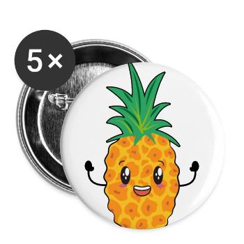 Ananas heureux - Lot de 5 grands badges (56 mm) - blanc - Devant