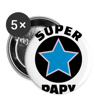 super papy (v.5) - Lot de 5 grands badges (56 mm) - blanc - Devant