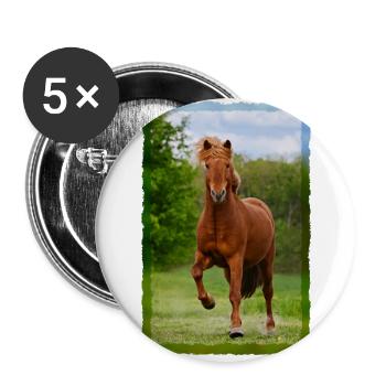 Icelandic horse running in tölt over meadow horse photo - Buttons large 2.2''/56 mm (5-pack) - white - Front