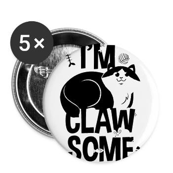 QUELQUES GRIFFES - énonciations de chat et chat chemise cadeau - Lot de 5 grands badges (56 mm) - blanc - Devant