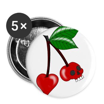crâne de coeur de cerise - Lot de 5 grands badges (56 mm) - blanc - Devant