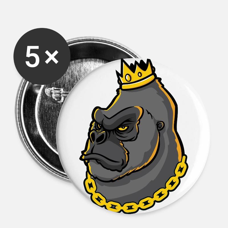 Gorilla - Gorilla King - Buttons large 2.2''/56 mm (5-pack) - white