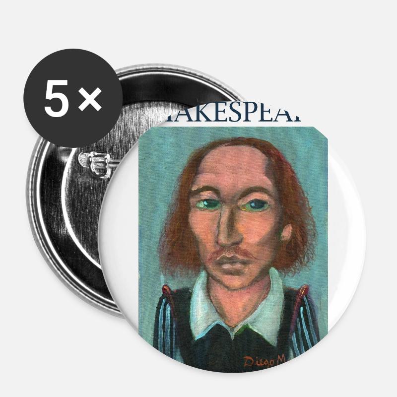 William Shakespeare - Buttons large 2.2''/56 mm (5-pack) - white