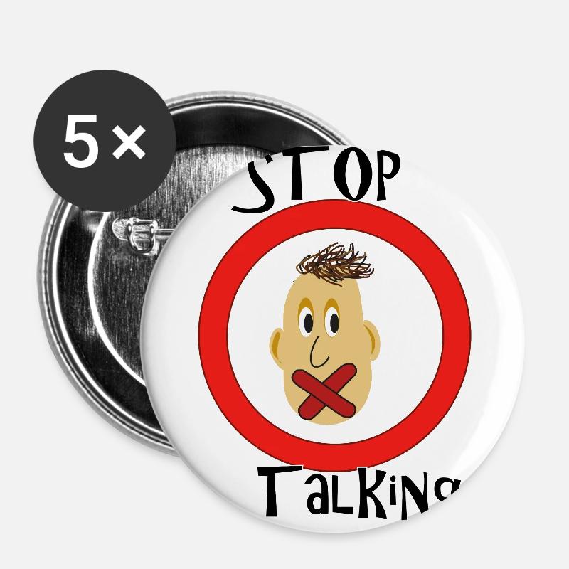 Stop talking - Buttons large 2.2''/56 mm (5-pack) - white