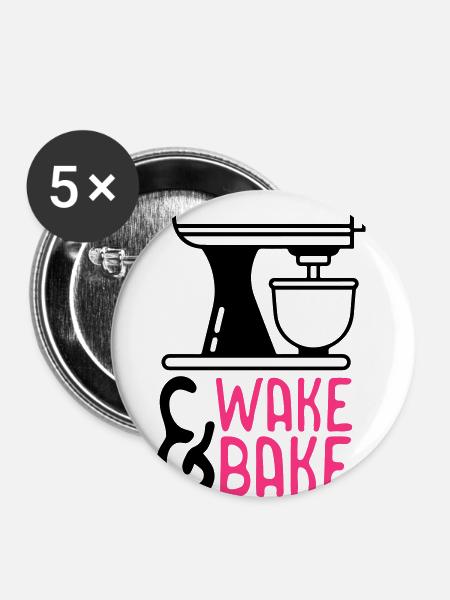 Wake and Bake - Buttons large 2.2''/56 mm (5-pack) - white