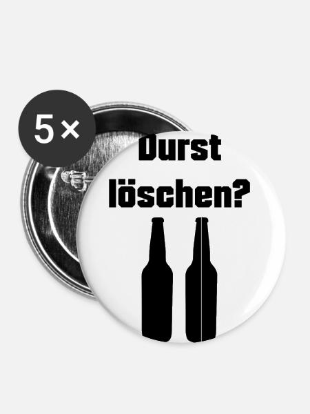 Durst löschen Design - Buttons groß 56 mm (5er Pack) - Weiß