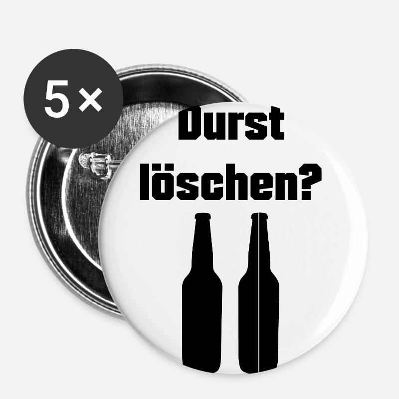 Durst löschen Design - Buttons groß 56 mm (5er Pack) - Weiß