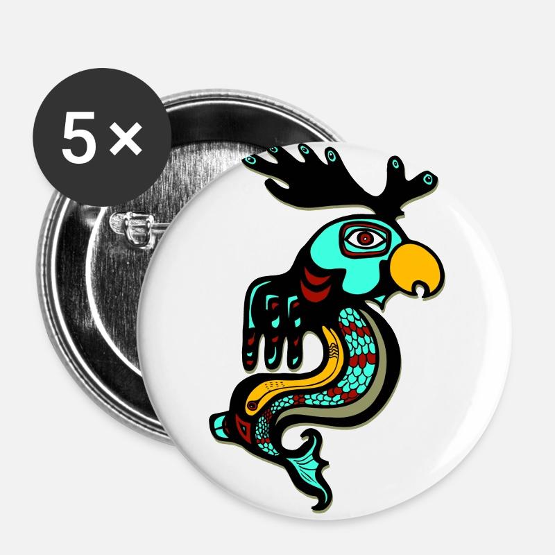 Tribal - Buttons large 2.2''/56 mm (5-pack) - white