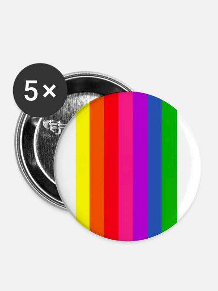 Regenbogenfahne - Buttons groß 56 mm (5er Pack) - Weiß